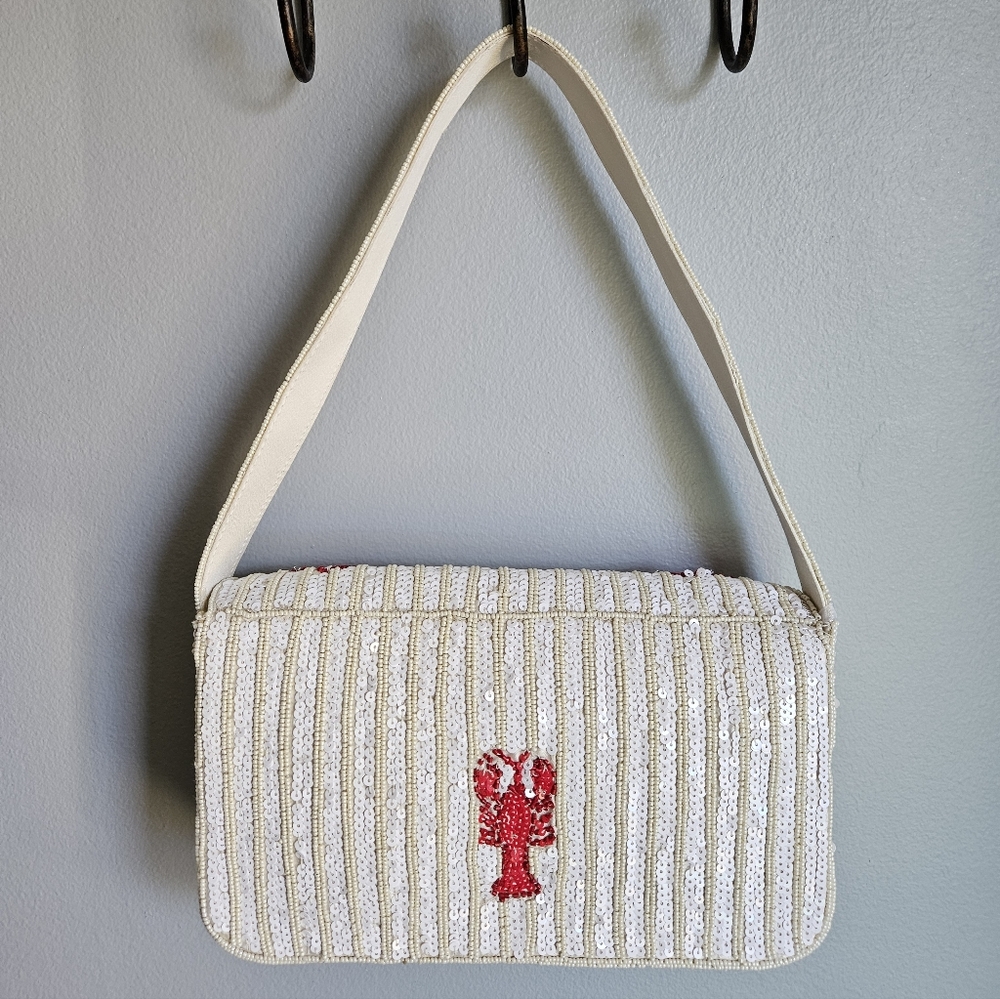 Viral Handcrafted in India Beaded Lobster Shoulder Bag 🦞 NWT - Picture 2 of 9